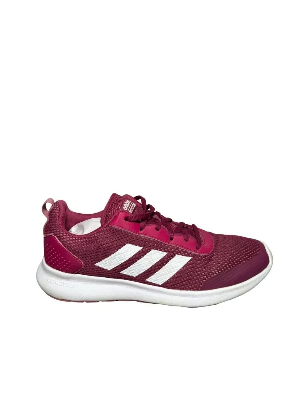 adidas Maroon Mesh Running Shoes with White Stripes women’s size 10